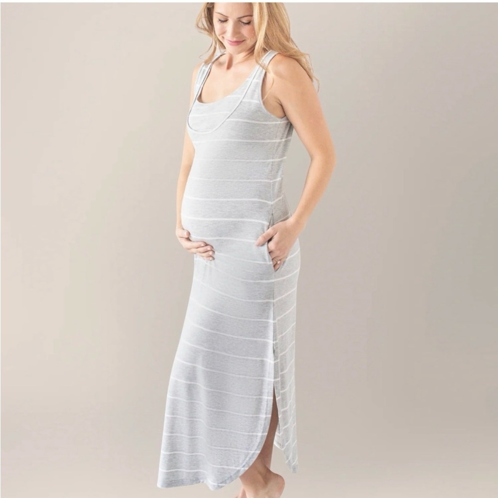 Kindred Bravely - Zora Nursing and Maternity Maxi Dress - Heather Grey - Small